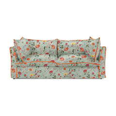 Coco 3 seater sofa with Contrast Welt Knife Edge cushion in Andrew Martin Wildwood Duck Egg  - Hand Made in USA