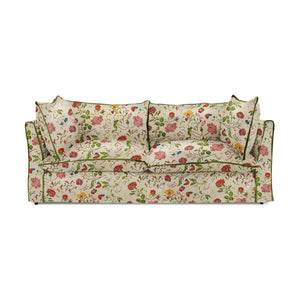 Coco 3 seater sofa with Contrast Welt Knife Edge cushion in Andrew Martin Wildwood Ivory  - Hand Made in USA