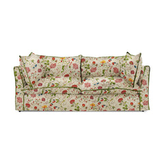 Coco 3 seater sofa with Contrast Welt Knife Edge cushion in Andrew Martin Wildwood Ivory  - Hand Made in USA