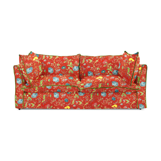 Coco 3 seater sofa with Contrast Welt Knife Edge cushion in Andrew Martin Wildwood Pumpkin  - Hand Made in USA (Available for Quick Ship)