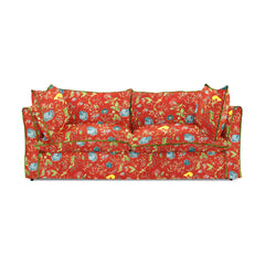 Coco 3 seater sofa with Contrast Welt Knife Edge cushion in Andrew Martin Wildwood Pumpkin  - Hand Made in USA