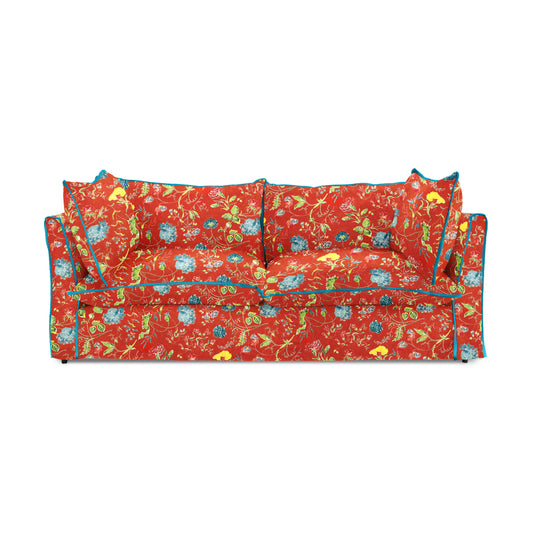 Coco 3 seater sofa with Contrast Welt Knife Edge cushion in Andrew Martin Wildwood Pumpkin  - Hand Made in USA