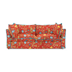 Coco 3 seater sofa with Contrast Welt Knife Edge cushion in Andrew Martin Wildwood Pumpkin  - Hand Made in USA