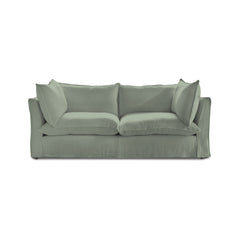 Coco 3 seater sofa with Self Piped Knife Edge cushion in Dove Linen  - Hand Made in USA (Available for Quick Ship)