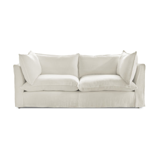 Coco 3 seater sofa with Self Piped Knife Edge cushion in Cotton Linen Cool Coconut  - Hand Made in USA