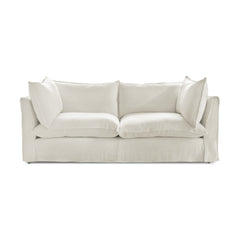 Coco 3 seater sofa with Self Piped Knife Edge cushion in Cotton Linen Cool Coconut  - Hand Made in USA