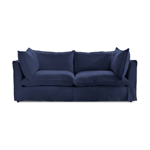 Coco 3 seater sofa with Self Piped Knife Edge cushion in Cotton Linen Inkspot  - Hand Made in USA