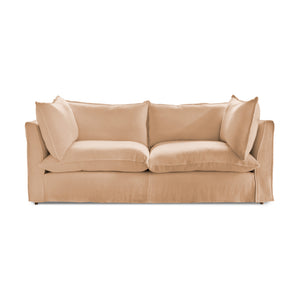 Coco 3 seater sofa with Self Piped Knife Edge cushion in Cotton Linen Rosedale  - Hand Made in USA