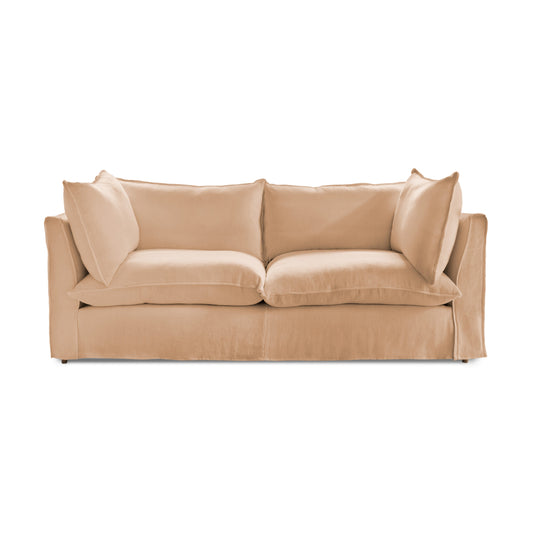 Coco 3 seater sofa with Self Piped Knife Edge cushion in Cotton Linen Rosedale  - Hand Made in USA (Available for Quick Ship)