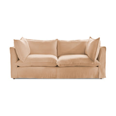 Coco 3 seater sofa with Self Piped Knife Edge cushion in Cotton Linen Rosedale  - Hand Made in USA