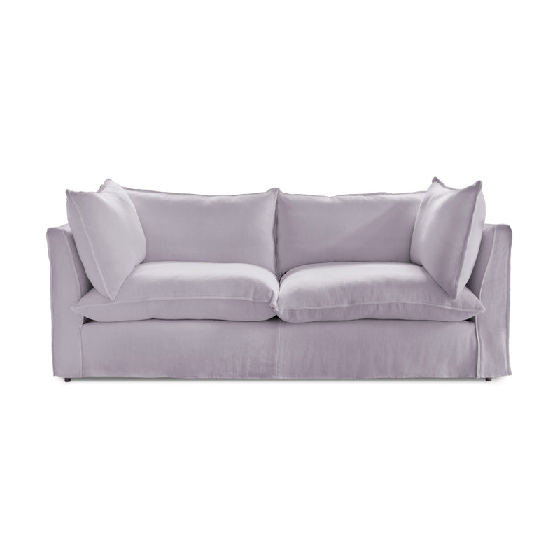 Coco 3 seater sofa with Self Piped Knife Edge cushion in Cotton Linen Sea Salt  - Hand Made in USA