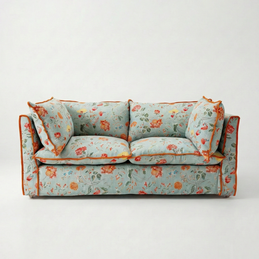 Coco 3 seater sofa with Knife Edge cushion in Wildwood Duck Egg - Hand Made in USA