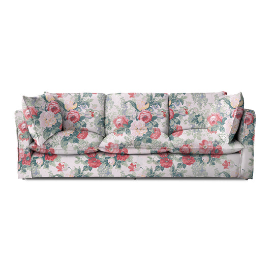 Coco 4 seater sofa with Knife Edge cushion in English Garden Classic Rose - Hand Made in USA
