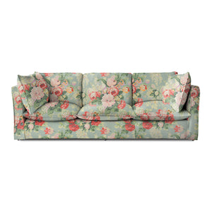 Coco 4 seater sofa with Knife Edge cushion in English Garden Grey Skies - Hand Made in USA
