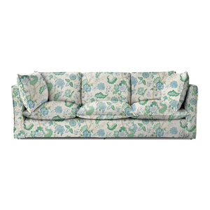Coco 4 seater sofa with Knife Edge cushion in Kitty Blue Green - Hand Made in USA