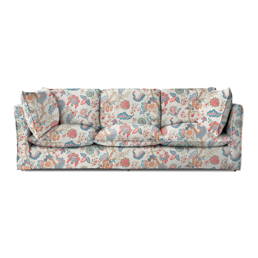 Coco 4 seater sofa with Knife Edge cushion in Kitty Indian Summer - Hand Made in USA