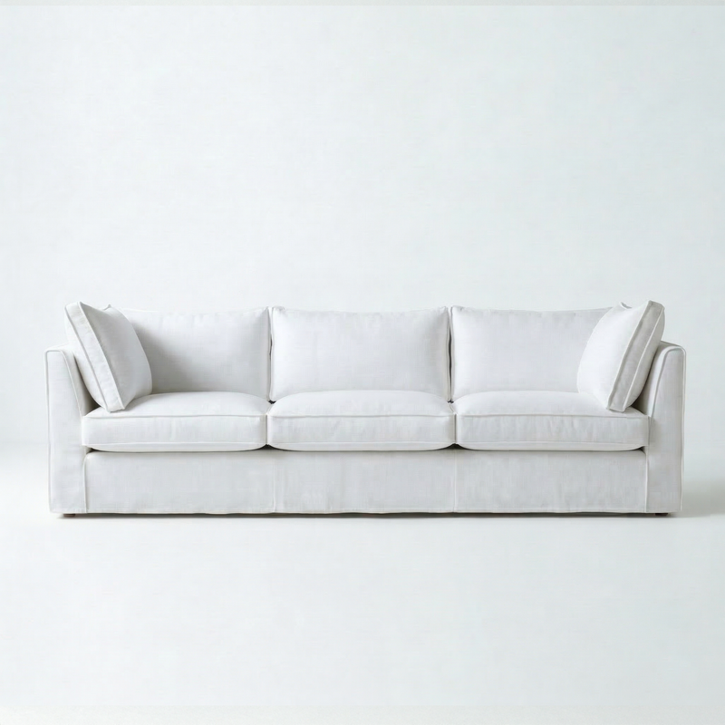 Coco Loose Cover 4 seater sofa with Box Edge cushions in Customer's Own Material - Handmade to Order in the USA