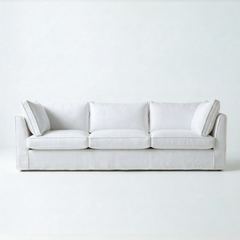 Coco Loose Cover 4 seater sofa with Box Edge cushions in Customer's Own Material - Handmade to Order in the USA