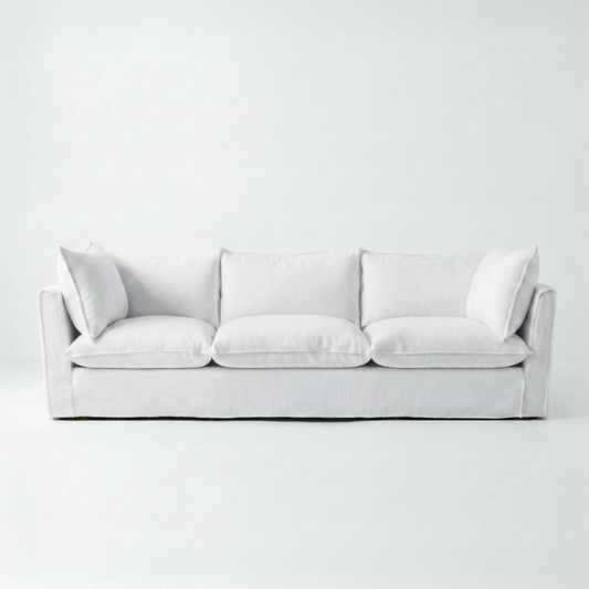 Coco Loose Cover 4 seater sofa with Knife Edge cushions in Customer's Own Material - Handmade to Order in the USA