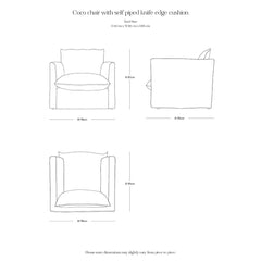 Coco Chair with Knife Edge Cushion in Taupe Linen - Hand Made in USA