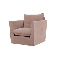 Coco Chair with Knife Edge Cushion in Dusky Pink Linen - Hand Made in USA