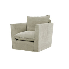 Coco Chair with Knife Edge Cushion in Ivory Linen - Hand Made in USA