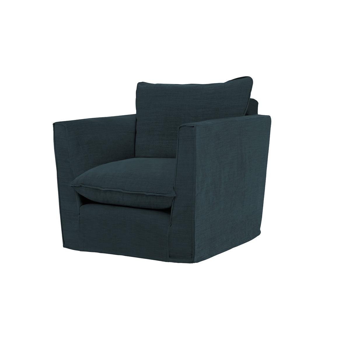 Coco Armchair with Knife Edge Cushion in Midnight Linen - Hand Made in USA