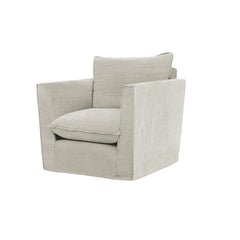 Coco Chair with Knife Edge Cushion in Pearl Grey Linen - Hand Made in USA