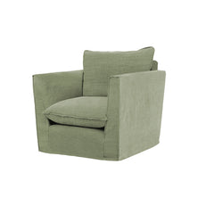 Coco Chair with Knife Edge Cushion in Taupe Linen - Hand Made in USA