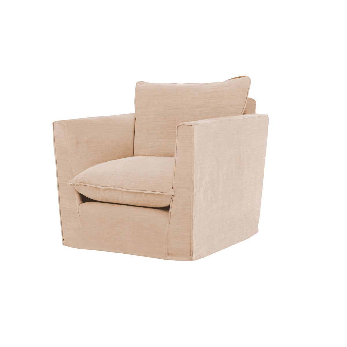 Coco Armchair with Self Piped Knife Edge cushion in Cotton Linen Rosedale  - Hand Made in USA