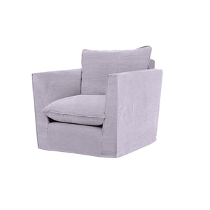 Coco Armchair with Self Piped Knife Edge cushion in Cotton Linen Sea Salt  - Hand Made in USA