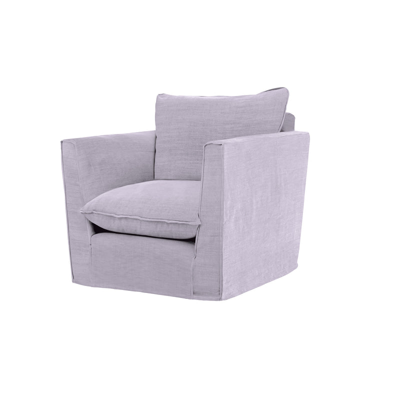 Coco Armchair with Self Piped Knife Edge cushion in Cotton Linen Sea Salt  - Hand Made in USA