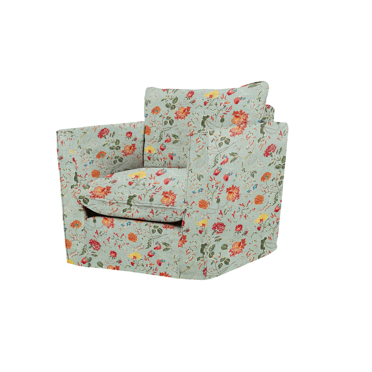 Coco Armchair with Self Piped Knife Edge cushion in Andrew Martin Wildwood Duck Egg  - Hand Made in USA