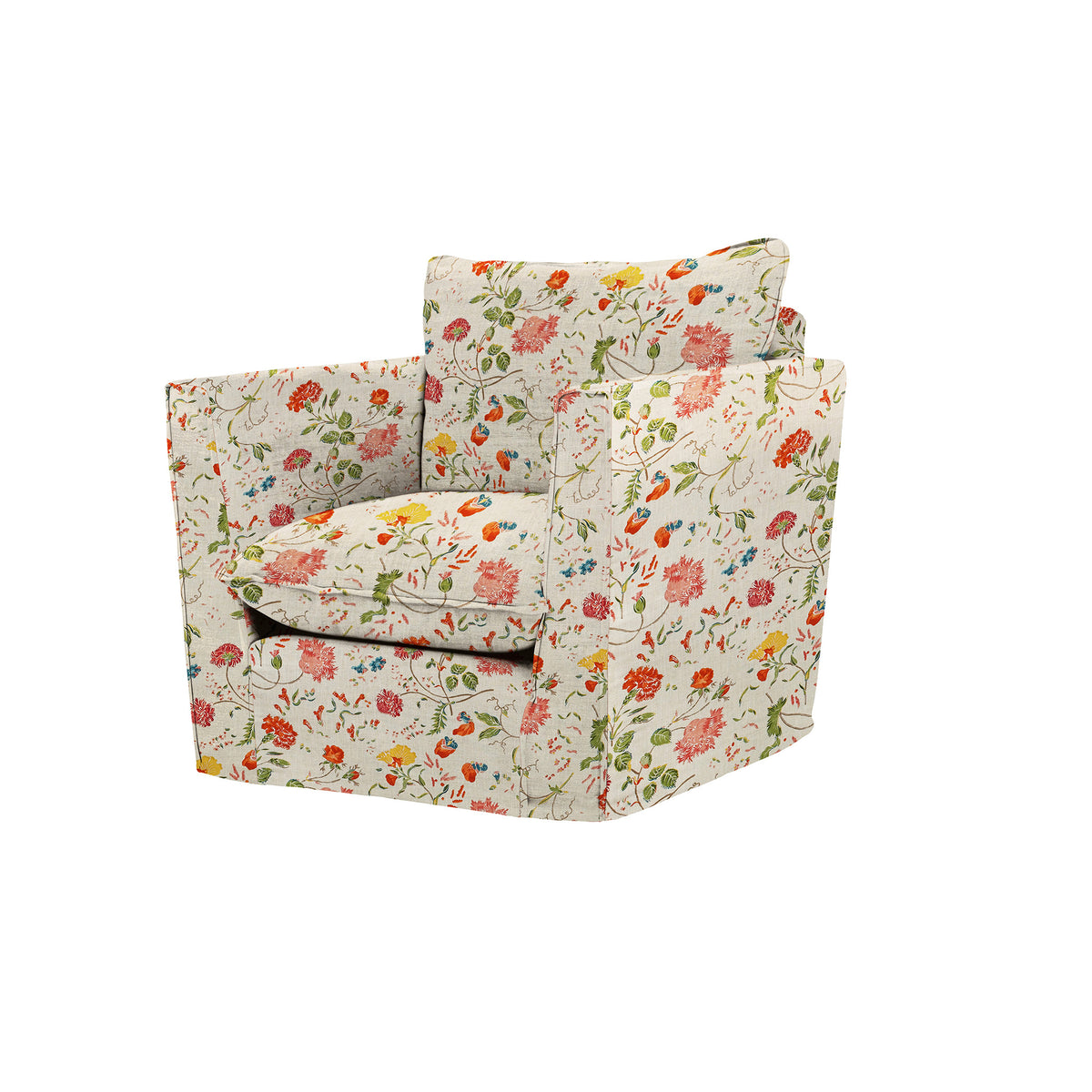 Coco Armchair with Self Piped Knife Edge cushion in Andrew Martin Wildwood Ivory  - Hand Made in USA