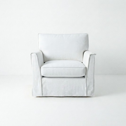 Coco Loose Cover Armchair with Box Edge cushions in Customer's Own Material - Handmade to Order in the USA
