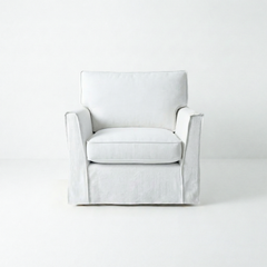 Coco Loose Cover Armchair with Box Edge cushions in Customer's Own Material - Handmade to Order in the USA
