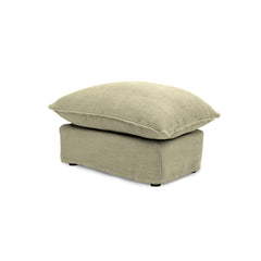 Coco Footstool with Knife Edge cushion in Natural Linen - Hand Made in USA