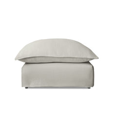 Coco Footstool with Self Piped Knife Edge cushion in Cotton Linen Cool Coconut - Hand Made in USA