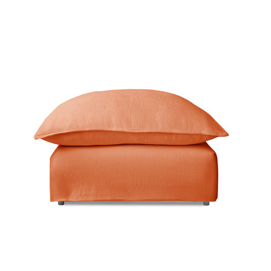 Coco Footstool with Knife Edge cushion in Cayenne Linen - Hand Made in USA