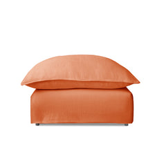 Coco Footstool with Knife Edge cushion in Cayenne Linen - Hand Made in USA