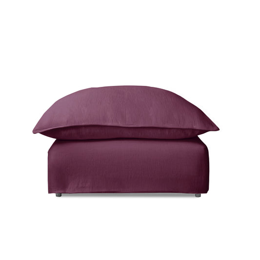 Coco Footstool with Knife Edge cushion in Damson Linen - Hand Made in USA
