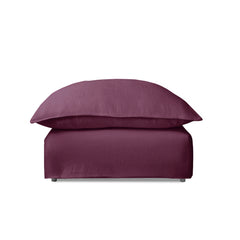 Coco Footstool with Knife Edge cushion in Damson Linen - Hand Made in USA