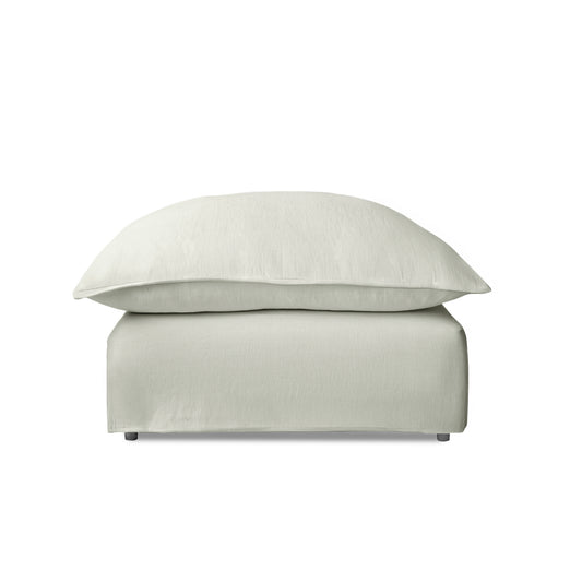 Coco Footstool with Knife Edge cushion in Dove Linen - Hand Made in USA