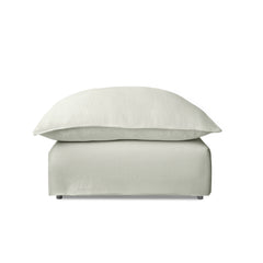 Coco Footstool with Knife Edge cushion in Dove Linen - Hand Made in USA