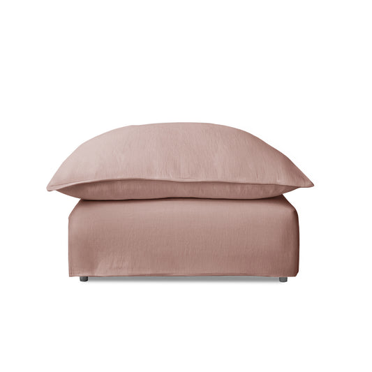 Coco Footstool with Knife Edge cushion in Dusky Pink Linen - Hand Made in USA