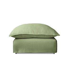 Coco Footstool with Knife Edge cushion in Hemp Linen - Hand Made in USA