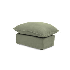 Coco Footstool with Knife Edge cushion in Hemp Linen - Hand Made in USA