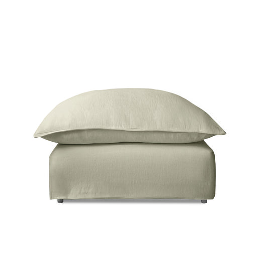 Coco Footstool with Knife Edge cushion in Ivory Linen - Hand Made in USA