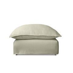 Coco Footstool with Knife Edge cushion in Ivory Linen - Hand Made in USA