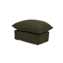 Coco Footstool with Knife Edge cushion in Khaki Linen - Hand Made in USA